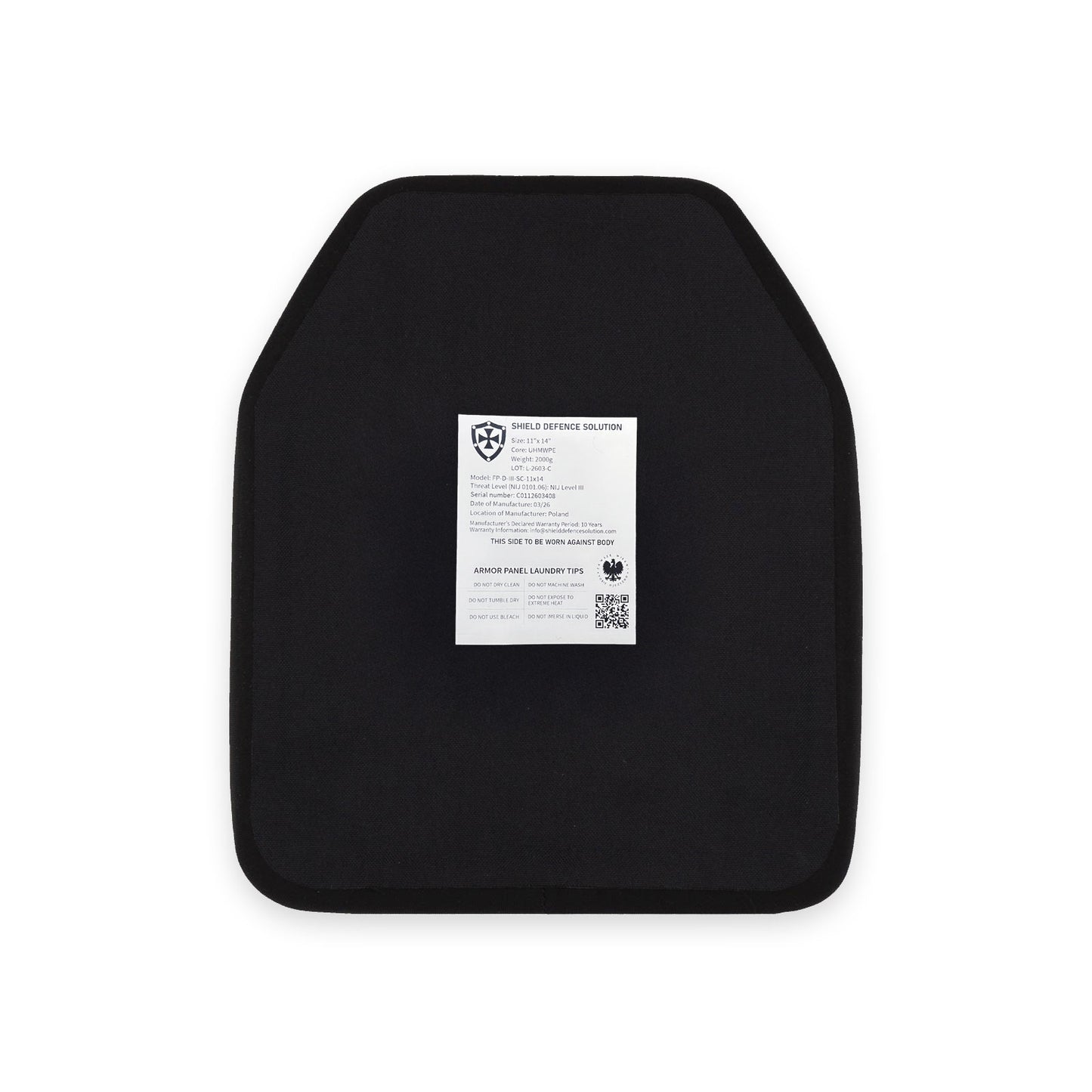 Płyta Balistyczna SAPI 28 × 36 cm – Single Curve Przód