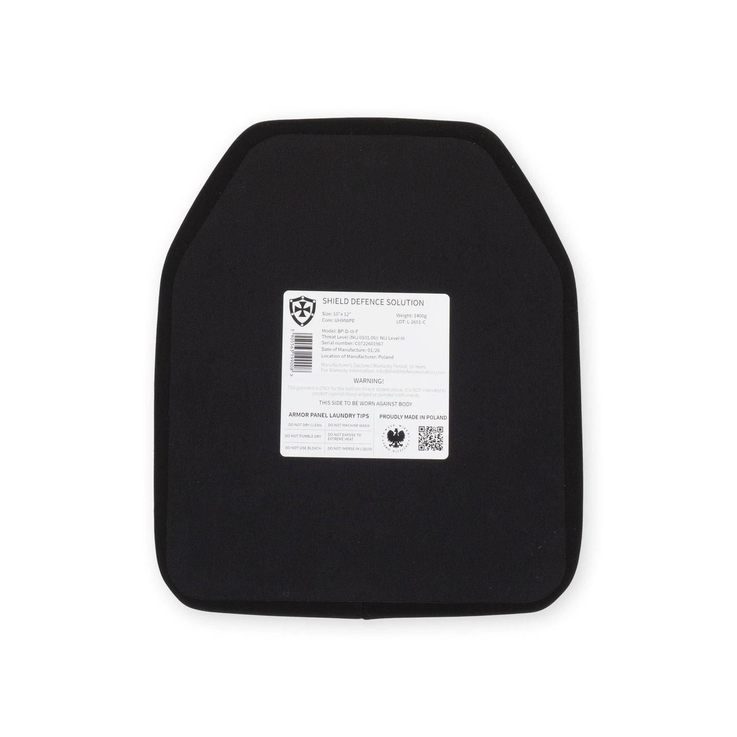 10"x12" Flat Tylna Płyta SAPI 