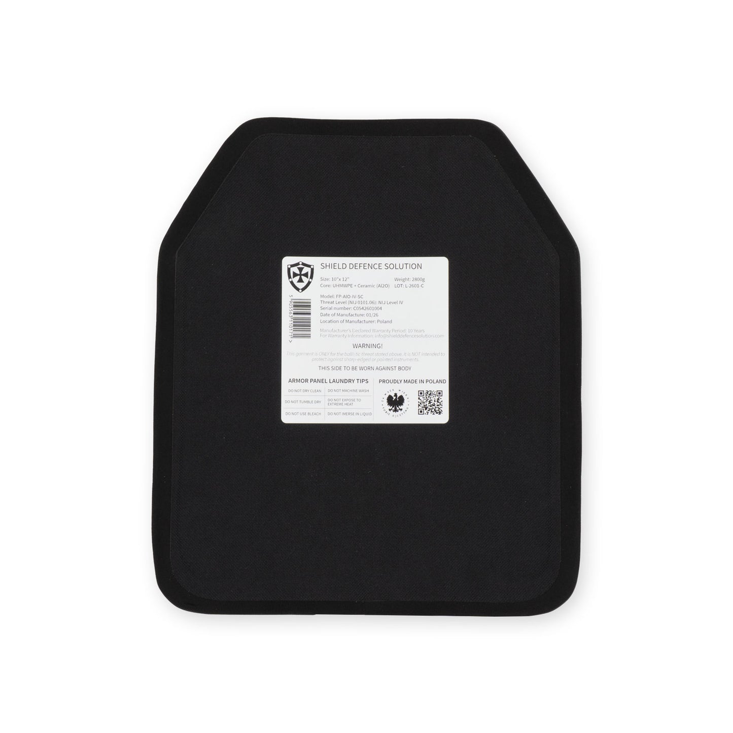 10"x12" Single Curve Płyta Przednia SAPI – ceramiczna (AlO)